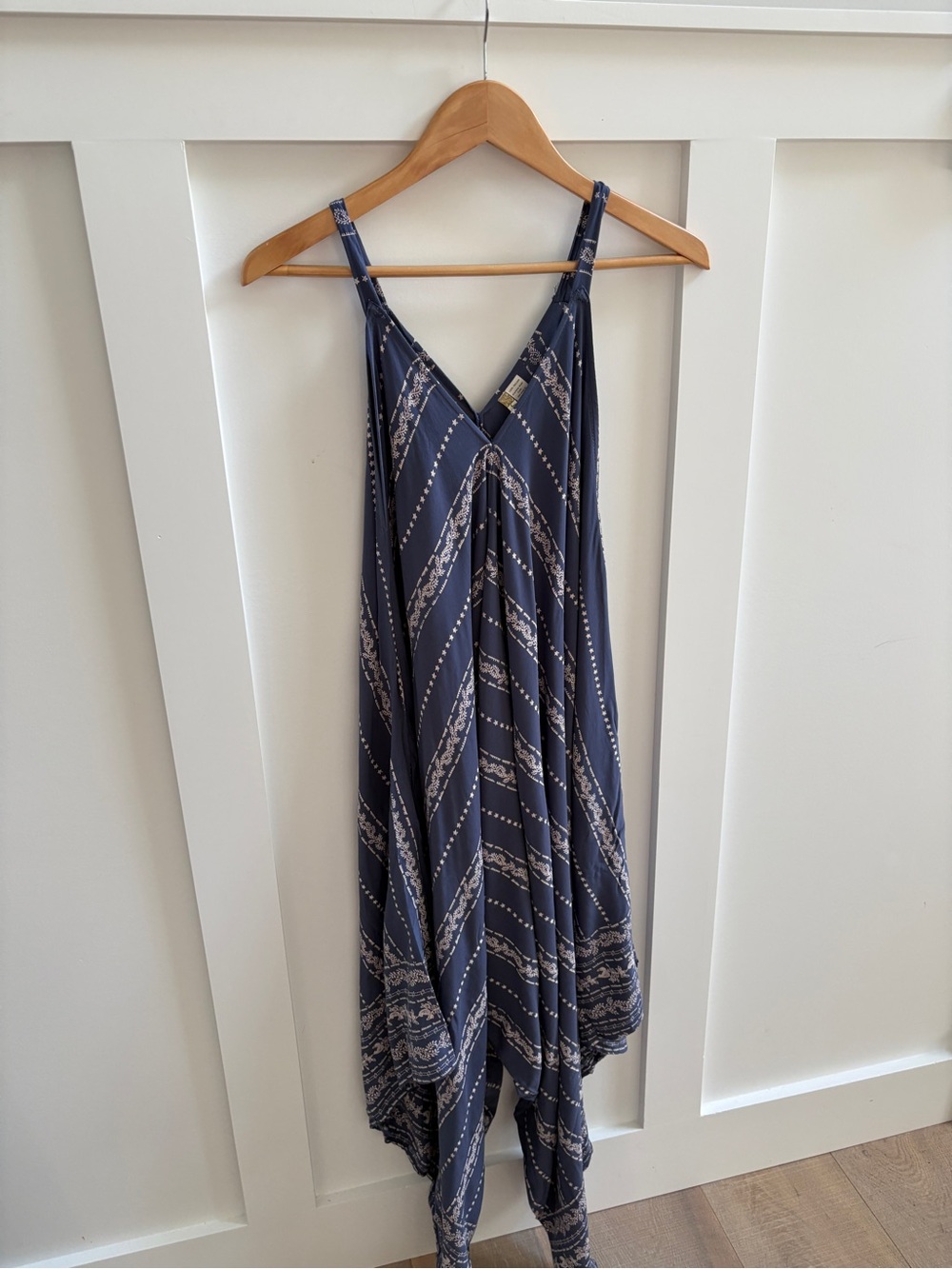 Japna Navy Printed Jumpsuit with Adjustable Straps